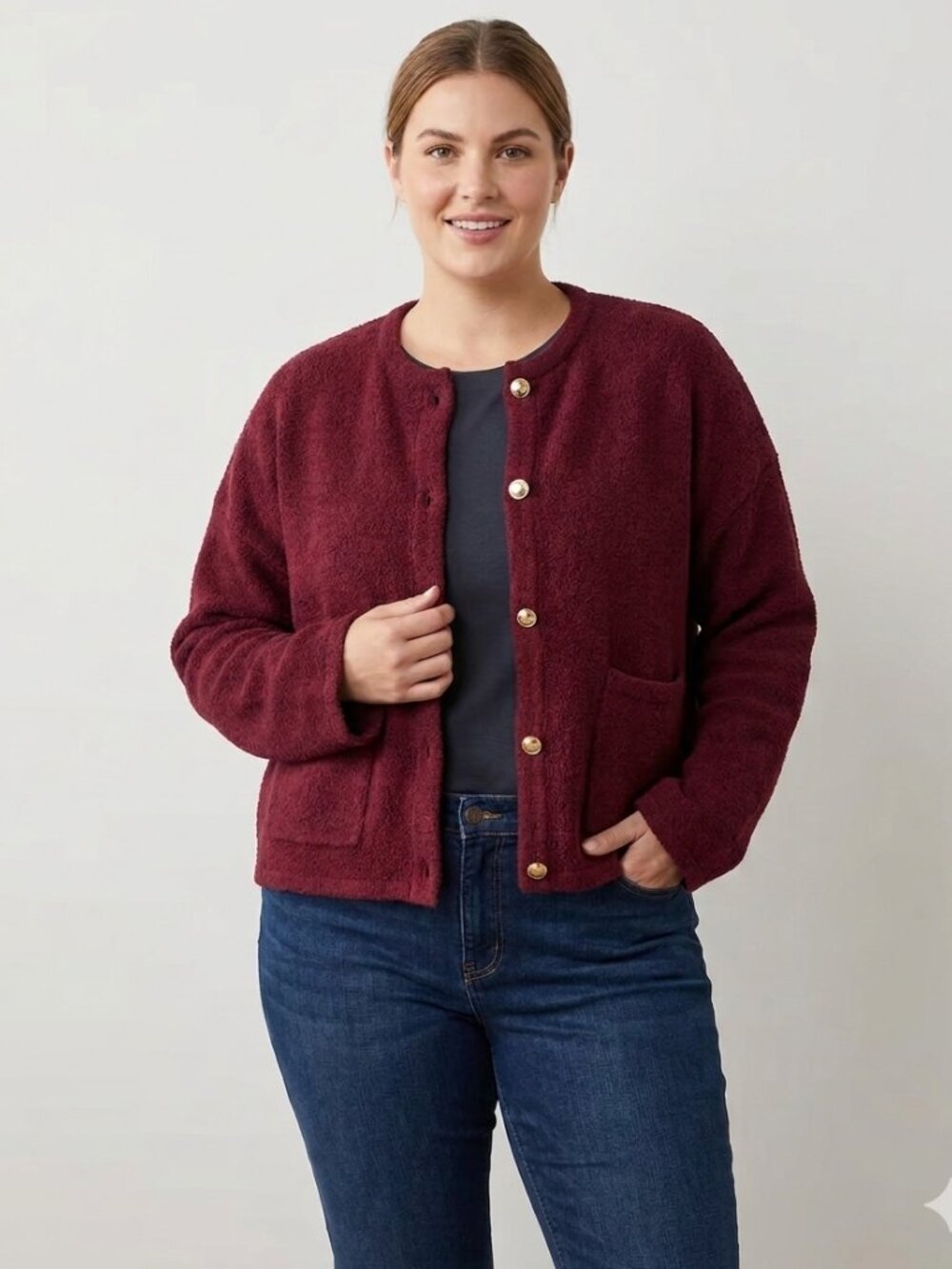 NWT Splendid x Cella Jane Bouclé Cardigan Jacket Burgundy XL